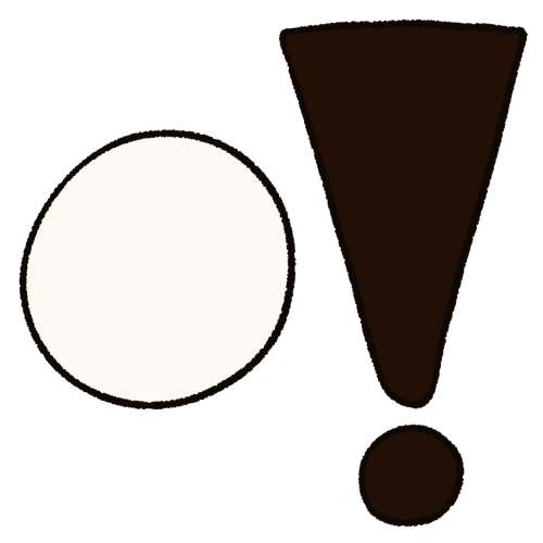  A drawing of a large white circle next to a larger black exclamation point. 